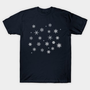 Snowflakes on teal background T-Shirt